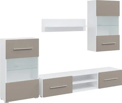 Immagine prodotto di vidaXL Parete attrezzata a 5 pezzi con illuminazione a LED in pietra grigia a base di legno
