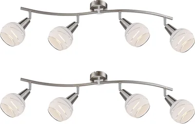 Produktbild von 2er Set LED Deckenleuchten 4flammig Lampenschirme Glas, Deckenlampen Wohnzimmer