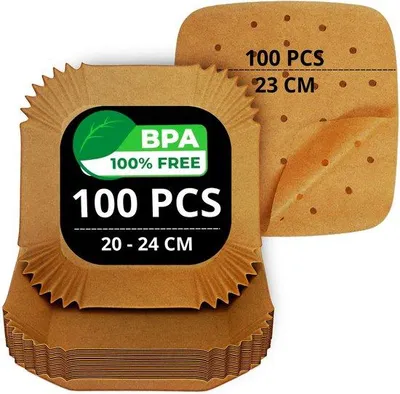 Obrázek produktu pro Papír do fritézy bez BPA, 20–24 cm | Obdélníkový papír do fritézy pro pekáče (20–24 cm) a plochý kuchyňský papír (20 cm) | Papír do fritézy bez BPA (100+100 / obdélníkový + plochý papír)