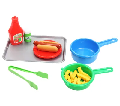 Produktbild von Dantoy Hotdog Spielzeug-Set mit Tablett, fördert Feinmotorik und spielerisches Lernen