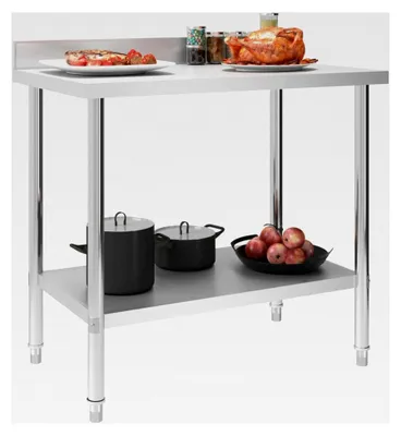 Produktbild von Küchen-Arbeitstisch mit Aufkantung 100 x 60 x 93 cm Edelstahl