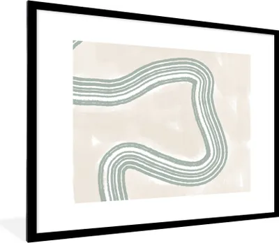 Produktbild von MuchoWow® Gerahmtes Poster Linie - Abstrakt - Design 80x60 cm - Poster mit Schwarzem Bilderrahmen Wandposter Rahmen Foto Bilder - Schlafzimmer-Dekorationen - Fotoposter