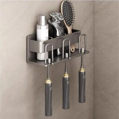 Immagine prodotto di Supporti elettrici in alluminio per spazzole dentifricio per 3 lavabi, montaggio a parete