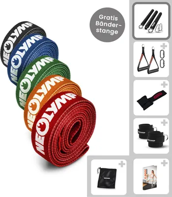 Produktbild von Fitnessbänder Allroundset – Stoff-Fitnessbänder inkl. Zubehör & 700+ Übungen