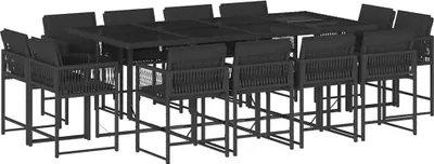 Produktbild von vidaXL 13-tlg. Garten-Essgruppe mit Kissen Schwarz Poly Rattan