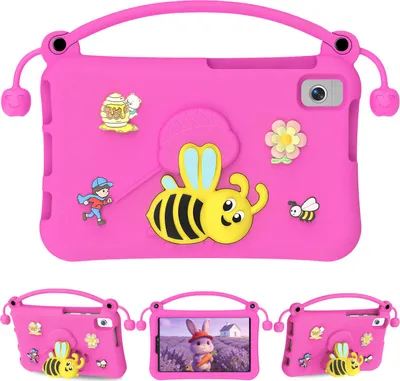 Produktbild von Kinder Hülle für Lenovo Idea Tab 11"/Xiaoxin Pad 2024 11" Leicht Stoßfeste Kindgerechtes Schutzhülle mit Griff, Biene Ständer Rosa