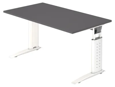 Produktbild von bümö Schreibtisch Serie-U - Nachbildung: Graphit, Gestell: Weiß, Größe:  140 x 80 cm