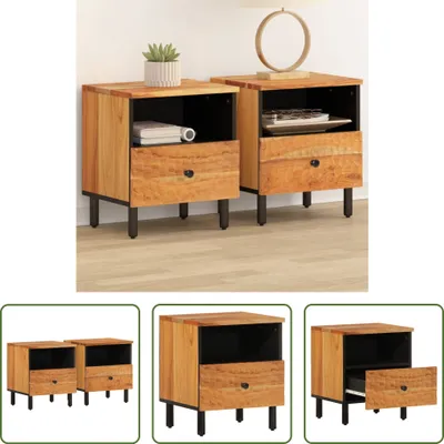 Produktbild von The Living Store Nachttische 2 Stk. 40x33x46 cm Massivholz Akazie