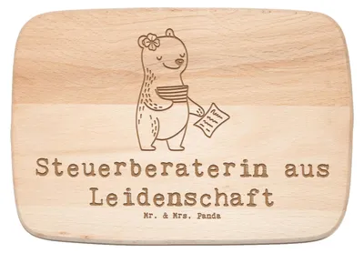 Produktbild von Mr. & Mrs. Panda Küchenbrett Steuerberaterin Leidenschaft - Transparent - Geschenk, Schneidebrett, Holzbrett, Frühstücksbrettchen, Frühstücksbrett, Holzbrettchen