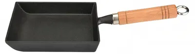 Productafbeelding van Koekenpan van gietijzer - Tamagoyaki-pan - Rechthoekige pan - Mini-omeletpan - Met houten handvat - 37 x 15,5 cm