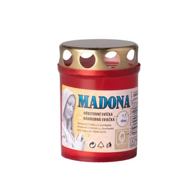 Obrázok produktu pre SVIEČKA VKLAD parafín Madona s viečkom 1,5dňa 90g ČERVENÁ
