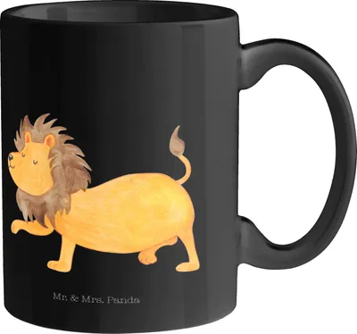 Produktbild von Mr. & Mrs. Panda Tasse Sternzeichen Löwe - Schwarz - Geschenk, Bürotasse, Geburtstag Juli, Tasse mit Zitaten, Teetasse, Löwe Sternzeichen, Porzellantasse, Aszendent