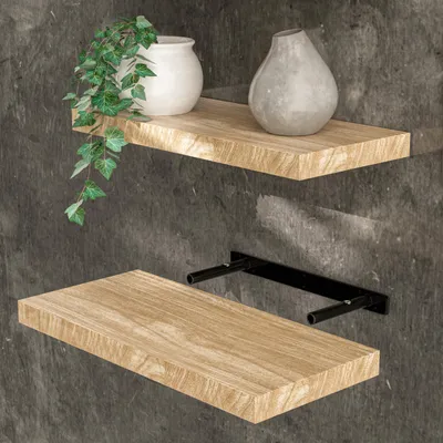 Immagine prodotto di Casaria Mensola da Parete Legno 50cm Supporto 50-110cm Pensile Bagno 15kg Cucina Libreria Quercia