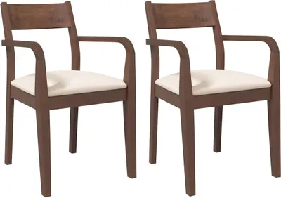 Image de Chaises à manger coussins 2 pcs marron bois massif caoutchouc