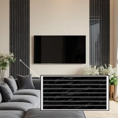 Produktbild von 3D-Wandpaneele PVC | Lamellen Optik | Black Granite Slats - 20 Platten - 10 m² | Für Wohnzimmer, Küche & Bad | Einfache DIY-Montage