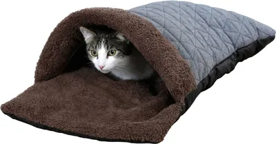 Produktbild von Kuschelsack Thea, 40 x 70x12cm, braun/blau Katze Tier Katzensack Kuscheln Höhle