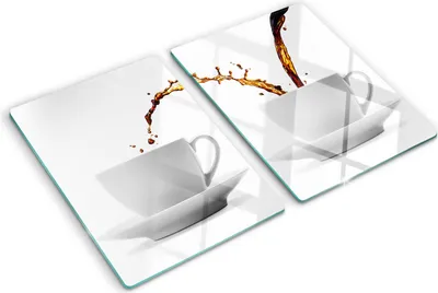 Obrázok produktu pre Sklenená ochranná doska – Kryt varnej dosky – Kryt na indukčnú dosku – 2x40x52 cm  – Rýchle čistenie – Tvrdené sklo – Káva