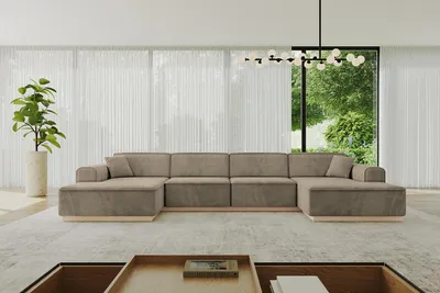 Produktbild von ALTDECOR Ecksofa in U-Form IREA-U2 386x165x80 cm Braun Corner Sofa Bett Eckcouch Couch L-Form Wohnlandschaft Cauchsofa