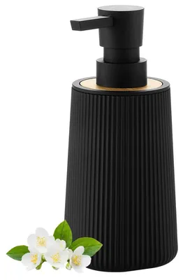 Obrázek produktu pro Dávkovač mýdla, černý, bambus a ABS, objem 250 ml, vhodný do koupelny a kuchyně