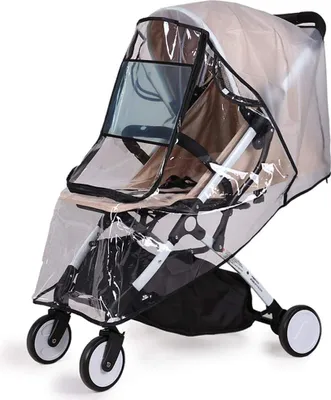 Produktbild von Universelle Regenhaube für Kinderwagen | Transparente Regenhaube für Kinderwagen | Schutzhaube gegen Wind und Staub | Geeignet für die meisten Kinderwagen