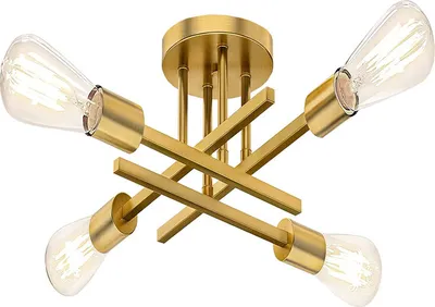 Produktbild von (Gold) Moderne Deckenleuchte für Wohnzimmer, 4-Licht-Deckenleuchter, Kronleuchter-Pendelbeleuchtung für Küche, Esszimmer, Schlafzimmer