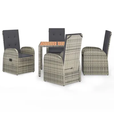 Image de vidaXL Ensemble de jardin 5 pièces avec coussins Gris Poly rotin