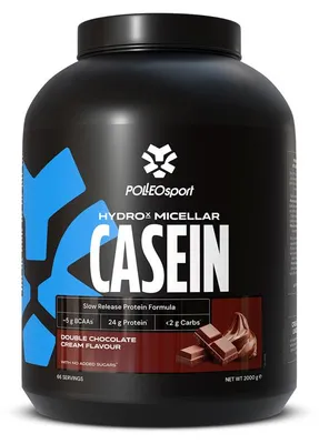 Obrázek produktu pro Polleo HydroX Micellární kasein, proteinový prášek s micelární kaseinou, 2000 g, dvojitá čokoládová příchuť