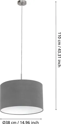 Immagine prodotto di Eglo 31573 Pasteri lampada a sospensione Ø 38cm grigio tessile