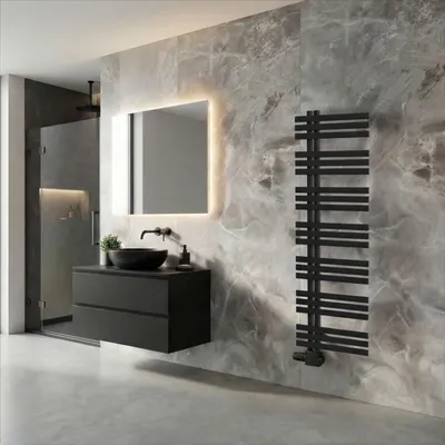 Produktbild von Schulte Badheizkörper IGNIS, 160x50 cm, Schwarz, seitlich versetzter Mittelanschluss, ohne Heizstab