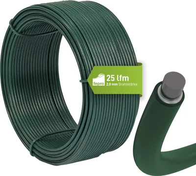 Produktbild von Fepro® Bindedraht 2,0 mm x 25 m, grün, verzinkt und kunststoffbeschichtet - witterungsbeständig, ideal für Maschendraht, Wildzaun, Garten oder basteln