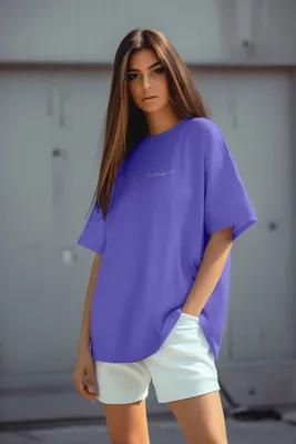 Produktbild von Reichstadt Damen Oversized T-Shirt Brand Stick 23RSW044 Light Purple S