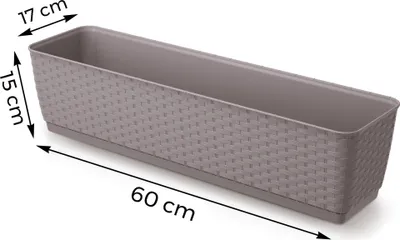 Produktbild von Blumenkasten Balkonkasten 600 mm aus Kunststoff – Farbe Mokka - wetterfest - Blumenkästen Balkonkästen Pflanzgefäße Pflanzkasten