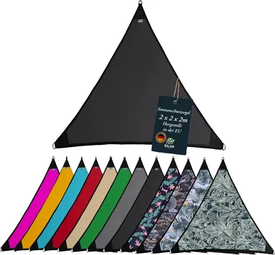 Produktbild von freigarten.de Sonnensegel Wasserdicht Sonnenschutz Garten mit befestigungen Leinen 100% Schutz vor UV-Strahlungen (2m x 2m, Anthrazit)