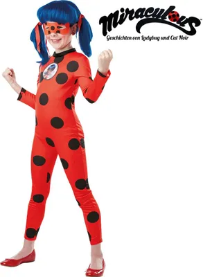 Produktbild von Rubies 300778 Ladybug-Kostüm für Kinder Overall mit Maske rot-schwarz DELUXE Gr.7-8Y
