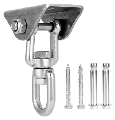 Produktbild von Schaukelplatte, 450 kg Tragfähigkeit, 360° drehbar, Edelstahl Hängematten-Hängeset, drehbarer Schaukelaufhänger, Haken, Hängesessel Set, Deckenhaken, Zubehör für Yoga, Schaukelstuhl, Slingtrainer
