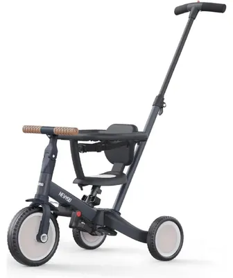Productafbeelding van Loopfiets 5-in-1, driewieler, duwstang, stuurstang, geschikt voor kinderen van 1-3 jaar, donkergrijs