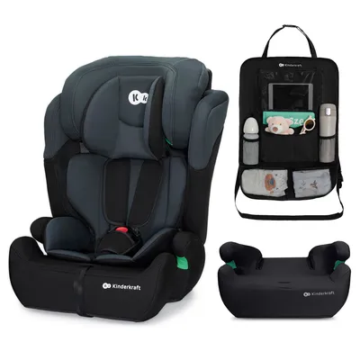 Produktbild von Kinderkraft COMFORT UP i-Size Autokindersitz 76-150 cm R129 5-Punkt-Gurt EASY GROW belüftet schwarz mit Auto-Organizer