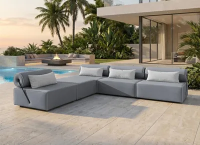 Produktbild von TRADA Gartensofa lounge set BALI L Grau Wasserabweisend Stoff Modern Design Ecksofa