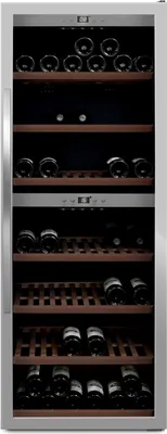 Produktbild von mQuvée Freistehender Weinkühlschrank - WineExpert 126 Stainless | 2 Temperaturzonen | UV-Glastür | Buchenholzregale auf Schienen | Kompressor