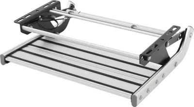 Immagine prodotto di Gradino per camper - Ribaltabile manualmente - LED 4 W - Antiscivolo - Portata 200 kg - Alluminio/acciaio - Grigio