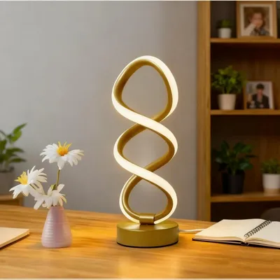 LED-Tischlampe Spiralform, dimmbar, 3 Lichtfarben, 29,5 cm