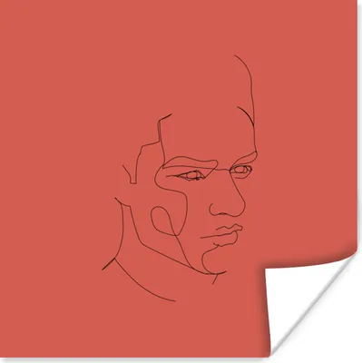 Produktbild von MuchoWow® Poster Mann - Strichzeichnung - Rot 30x30 cm - Wandposter - Printing
