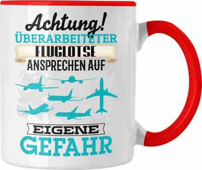 Produktbild von Trendation - Fluglotse Tasse Geschenk Lustiger Spruch Geschenkidee Kaffeebecher für Fluglotse Flughafen (Rot)