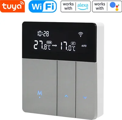 Obrázek produktu pro i8HGB Tuya WiFi Inteligentní regulátor teploty, termostat, podsvícení, jas, automatické nastavení, režim home-away, aplikace pro mobilní telefon, dálkové ovládání, kompatibilní s Alexa, Google Home voice control