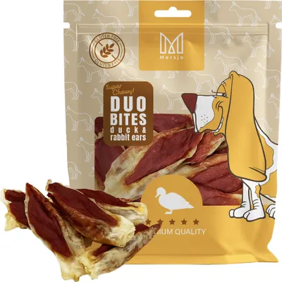 Produktbild von Hundesnack Duo Flavors – Ente mit Kaninchenohr Mersjo 300g