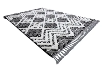 Produktbild von Teppich MAROC P642 Diamanten, Zickzack grau / weiß Franse berber marokkanisch shaggy Grau 120x170 cm
