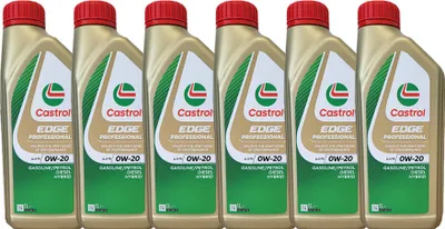 A group of Castrol Edge Professional engine oil bottles.