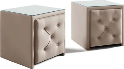 Produktbild von Nachttisch Nachtkonsole 2er Set ERNESTO 50x50cm in Stoff Elisa Velvet Beige