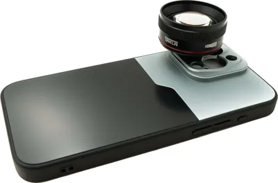 Produktbild von SYSTEM-S EF70mm Portrait Tele Objektiv 37 mm HD Filter mit Hülle für iPhone 15 Pro Max in Schwarz Grau