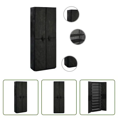 Image de The Living Store Armoire à chaussures Noir 60x30x166 cm Tissu
